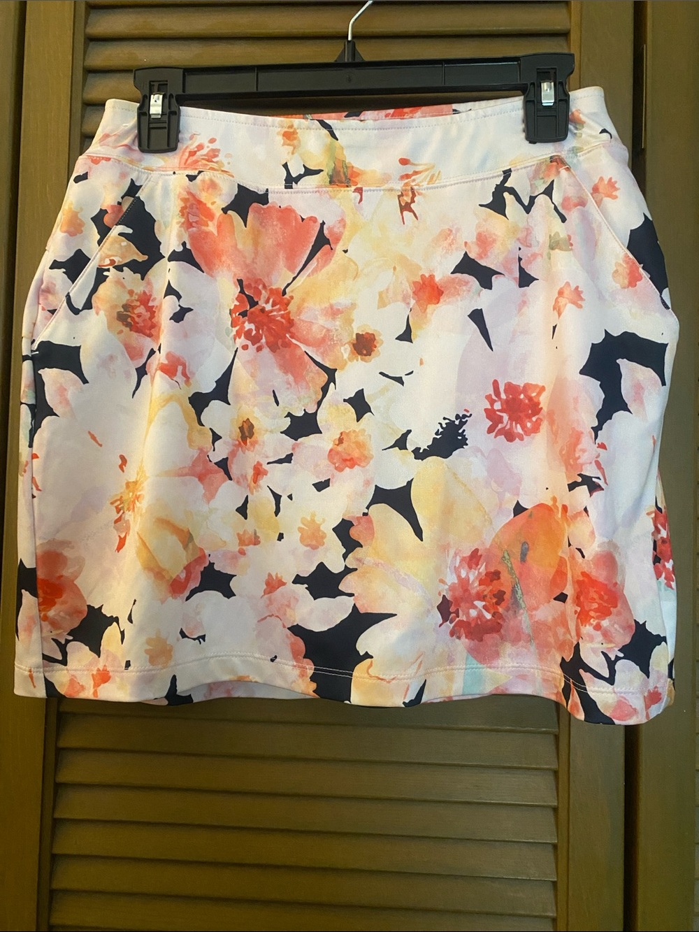 Lady Hagen Floral Skort in Coral, Black & Cream